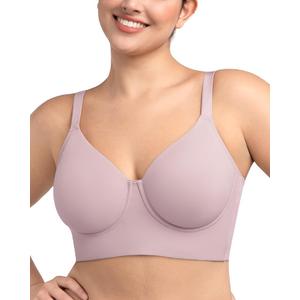 HSIA Bras for Women Minimizer Full Coverage Seamless Plus Size Longline Unlined Underwire Back Smoothing Bra Purple 34DDD