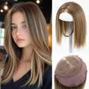 Lace Front Hair Toppers with Band for Women 5.5x4 Pre-cut Closed Lace Hairline Synthetic Straight Hair Wear and Go Glueless Toppers for Beginners Sand