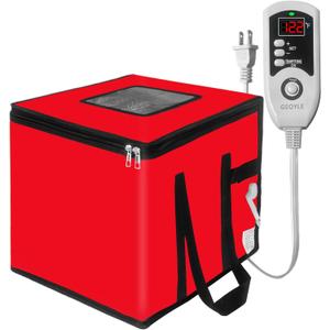 Bread Proofing Box with Heater, Foldable Sourdough Dough Proofer with 33-122 Temperature Control,Starter Warmer for Making Bread, Pizza,Yogurt, Natto and Handmade Soap Red, 13.8 * 13.8 * 13.8inch