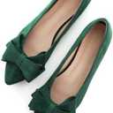 SAILING LU Bowknot Ballet Flats Womens Pointy Toe Casual Flat Shoes Suede Dress Shoes Wear to Work Slip On Moccasins Green 42