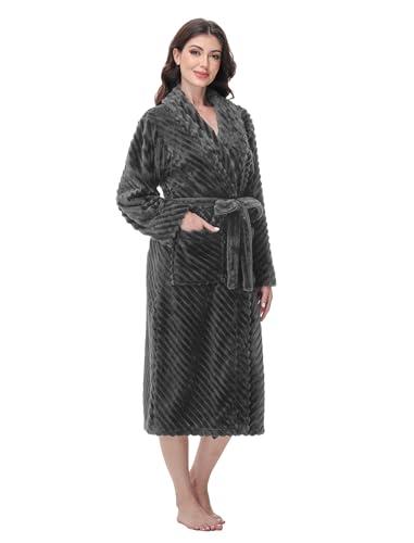 Yurhap Premium Robes for Women - Super Soft Cozy Fleece Womens Robe Plush Long Bathrobe XL