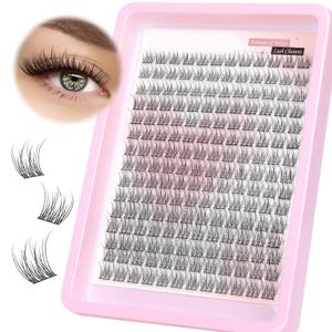 Wispy Lash Clusters Natural Cluster Lashes 180Pcs 9-12MM Individual Eyelash Extensions Short Wispy C Curvature Eyelash Clusters Lashes Super Thin Band by PHKERATA, 9-12MM