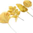 20pcs Artificial Golden Tropical Leaves Faux Plant Decor for Weddings Parties and Home Simulation Leaves for Tropical Decor and Events