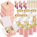 Reallnaive 6 Sets Baby Shower Prizes for Game Winners, Baby Shower Favors Including Glass Cup Scented Candles Hand Cream Pens Gift Box with Raffia for Gender Reveal Wedding Bridal Party Prizes(Pink)