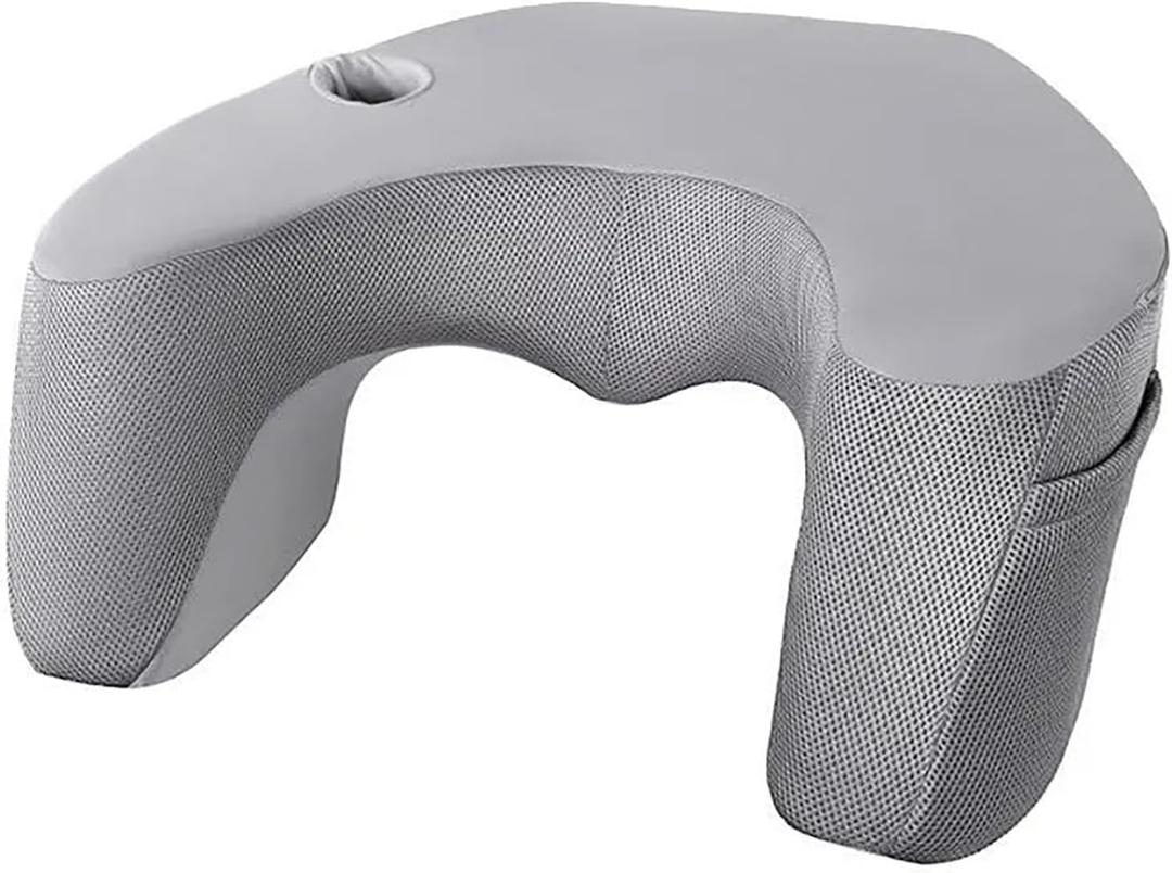 Memory Foam Bed Reading Pillow for Adults - Thick Ergonomic Office Gaming Pillow & Adjustable Knee Support Cushion with Removable Polyester Cover(Gray)