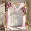 Wedding Arch Draping Fabric 28" x19FT, Sheer Chiffon Fabric Backdrop,1 Panel Blush Drapes for Wedding Ceremony Decor, Decorative Arch Drapery for Birthday Party Ceiling Curtain Backdrop