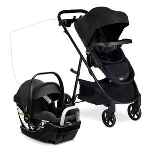 Britax Willow Brook S+ Travel System, Infant Car Seat Stroller Combo with Willow S Infant Car Seat, Alpine Base, and Brook+ Stroller; ClickTight Technology, SafeWash Insert and Cover Raven Black
