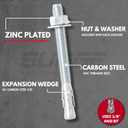 3/8" x 3" Zinc-Plated Wedge Anchors for Concrete and Cement | Heavy-Duty 3/8 Concrete Anchors (Box of 50)