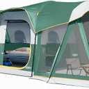 UNP Camping Tent 8 Person Waterproof Big Tunnel Tent with Screen Porch,Family Outdoor Large Tents for Camping 20' x 9' x 80in(H) (Dark Green)