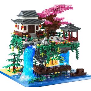 Big Bonsai Flowers Tree Architecture Set for Boys 8-14 Lighting Japanese Cherry Blossom Tree House Building Kit with Box for Adults Toys for Boys/Girls Age 8-12, 2.5mm MICROPARTICLE