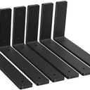 Heavy Duty Shelf Brackets, 6 Pack 12" x 6" Black Metal Shelving Brackets 5mm Thick Shelf Support Bracket for DIY Decorative with Screws ( L 12" x H 6" x W1.5) Black