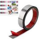 Gaahing Self-Adhesive Backing Metal Tape, Flexible Ferrous Memo Strips for Magnets, Bulletin Bar Board Office Home Use (Silver, 16.4 ft x 1.6 in)