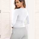 PALINDA Crew Neck Fitted Shirts for Women Basic Casual Long Sleeve T Shirts Going Out Tops Sexy Y2K Tees (White L)