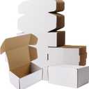 BIOBROWN 6x4x3" 50 Pack Corrugated Cardboard Boxes Small Shipping Box for Packaging Small Business Mailer Mailing White