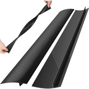 Rolett 2 Pack Silicone Stove Counter Gap Covers, Heat Resistant Stove Gap Filler, 21 Inch Black Stove Guard for Counter, Easy to Clean