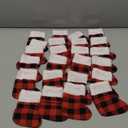 Mini Christmas Stockings 7 inch 24pcs, Buffalo Plaid Christmas Stockings, Christmas Hamging Ornaments (Red)