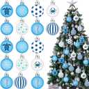Civaner 24 Pcs 1.57 Inch Beach Ocean Christmas Tree Ornament Christmas Coastal Tree Xmas Starfish Seashell Ornament Nautical Decorative Hanging Ball Blue Winter Decoration for Xmas Holiday Party Suppy