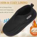 KuaiLu Men's Slippers Cozy Memory Foam House Slipper Shoes Warm Suede Winter Moccasins Slip-on Boots Slippers For Man with Fuzzy Sherpa Lining & Indoor/Outdoor Hard Rubber Sole (Black)