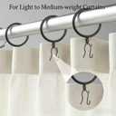50 Pcs Curtain Rings and Hooks 1.52 Inch - Stainless Steel Shower Curtain Rings and Hooks with Eyelets for Curtains Rods and Bathroom Shower Rods, Black