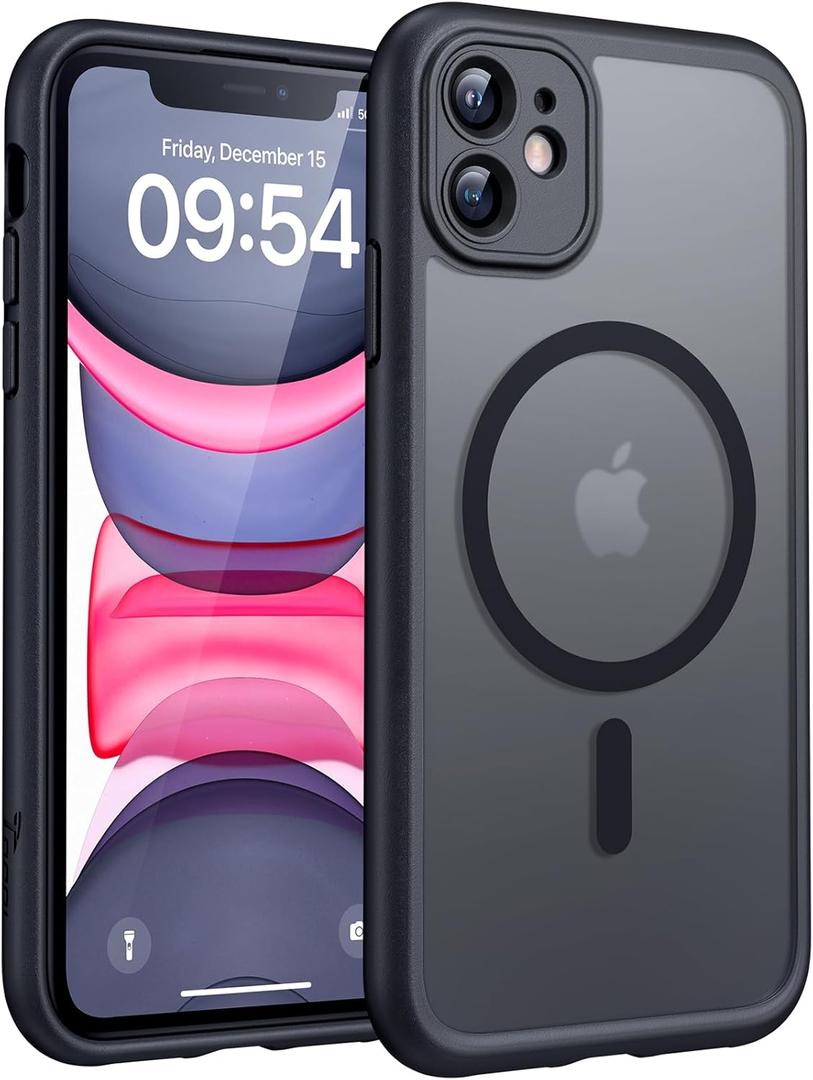 TOCOL Magnetic for iPhone 11 Case, Upgraded Full Camera Protection, Compatible with Magsafe, Military Grade Protection, Bumper for iPhone 11 6.1 Inch, (Black)