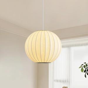 Globe Silk Pendant Light 10in Small, White Imitation Silk Shade