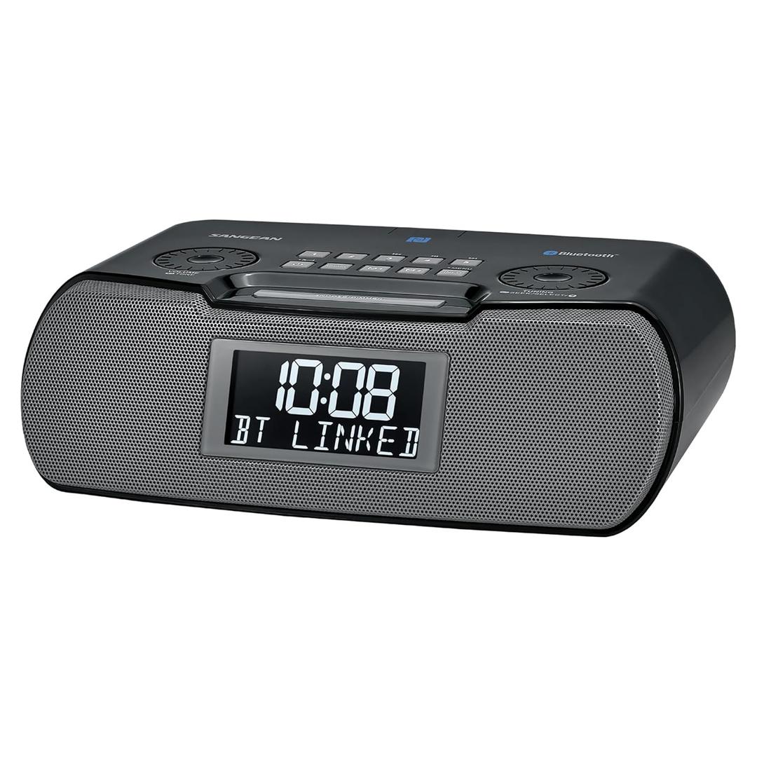 Sangean RCR-20 AM/FM Clock Radio with Bluetooth, Aux-in, USB Phone Charging, Digital Tuning, Battery Backup, Black