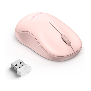 TECKNET Wireless Mouse for Laptop, 2.4G Silent Computer Mouse Quiet Click with 5 DPI Levels,Contoured Grip,Small Portable 30 Months Battery Cordless Mice for PC, Chromebook, Mac  Pink