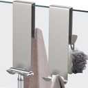 Shower Door Hook, Extended Length Double-Sided Hook for Frameless Shower Doors (7 Inch), Heavy-Duty Stainless Steel Hook for Bathrobes and Towels, No Drilling or Adhesive Required, 2-Pack, Silver