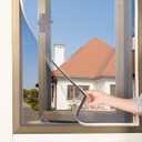 Magnetic Window Screen DIY Adjustable Window Mesh Screen Replacement Window Net Fits up to 32"x 23" White Frames with Fiberglass Mesh