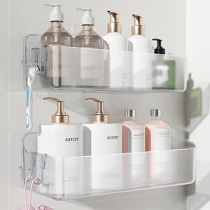 Nieifi Adhesive Wall Shelf, Shower Shelves 2 Pack, Shower Organizer for Bathroom Organization, Clear