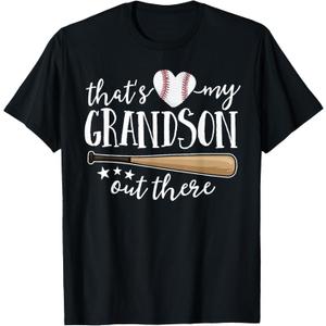 That's My Grandson Out There Gift Women Baseball Grandma T-Shirt XL