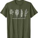 Gardening shirt for women -Parsley, Sage, Rosemary and Thyme T-Shirt (Size Medium, Olive Green)