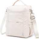 NOL Natural Organic Lifestyle Insulated Lunch Bags for Women Cooler Bag Lightweight Nylon Waterproof Lunch Box For Work (Cream, Large) (Large (12 Liters))
