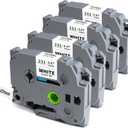 Tze Label Maker Refill Tz-231 Compatible for Brother Ptouch Tze-231 Tze231 12mm 0.47 Laminated White Tape 1/2 Inch Tz Tape for P Touch PT-D210 PT-H110 PT-D220 PT-D400 PT-H111 PT-D410, 4 Pack (Black on White)