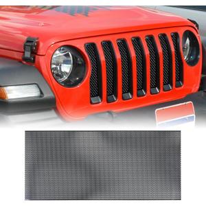 AggAuto Grill Mesh Insert Compatible With Jeep Wrangler JL & Jeep Gladiator 2019-2024, Black Aluminum Alloy Metal Front Grille Inserts Fit for Wrangler Accessories, Round Hole