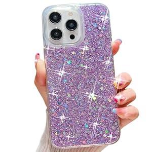 Esakycn for iPhone 16 Pro Case Glitter, Shiny Bling Sparkly Design Phone Cover for Women Girls Cute Soft TPU Slim Shockproof Protective Phone Case for iPhone 16 Pro 6.3", Purple