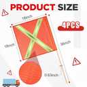 Jecery 4 Packs 18 x 18 Inch Oversize Load Safety Flags Mesh Wide Load Warning Flags with 35.4 Inch Wooden Dowel for Trucks Trailer Transport and Pedestrian Crossings (Cross Reflective Strip,Orange)