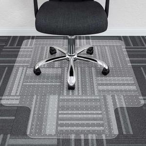 Large Chair Mat for Carpet, Easy Glide Plastic Carpet Floor Protector Mat for Office Chairs for Work & Home (45" x 53" with lid, for Carpeted Floors)