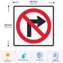 No Right Turn Sign 24"×24" Engineer Grade Reflective Aluminum | Waterproof Rust-Free Metal, Pre-Drilled, Large Square Design for Driveway, Parking Lot, Business, Traffic Safety