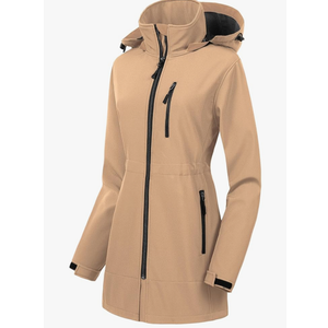 CREATMO US Women's Lightweight Waterproof Long Softshell Tactical Jacket Fleece Lined Windbreaker, Medium