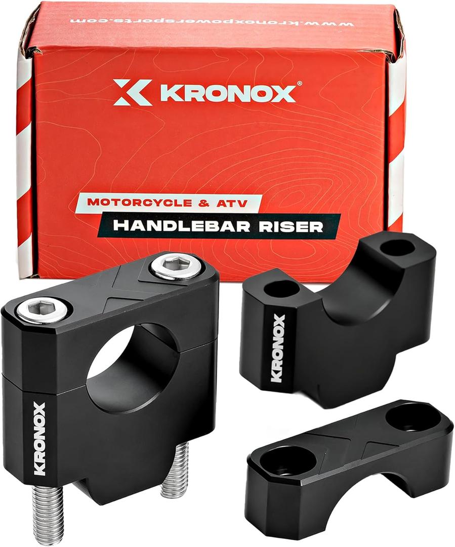 KRONOX Premium 1 1/8" Motorcycle Handlebar Riser - CNC Aluminum Alloy Handle Bar Riser Mount Extender for ATV, Motor & Dirt Bike Handlebars- Easy DIY Plugs Road Accessories-Matte Black, Screw Included