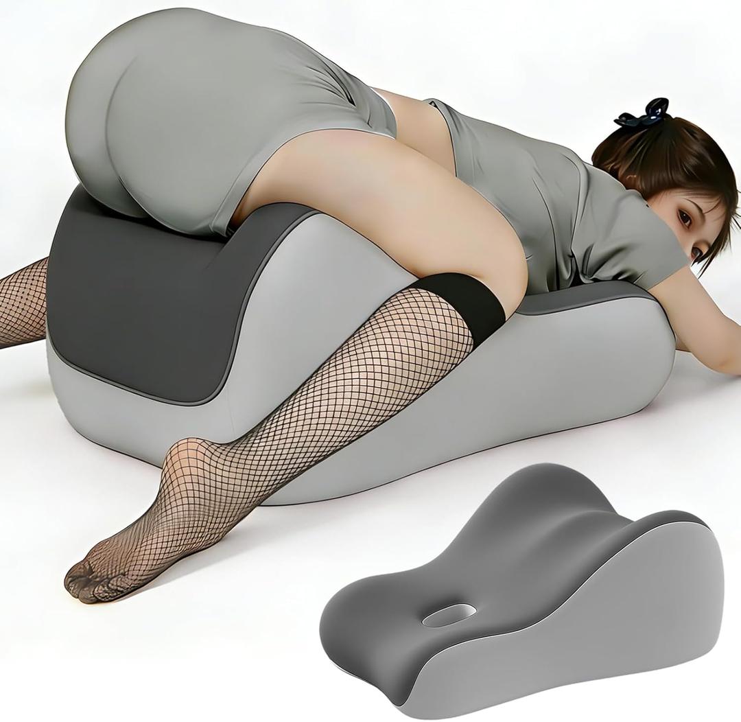 Memory Foam Wedge Pillow Intimacy Couples Pillow, Pregnant Ergonomic Contoured Position Pillow for Sleeping & Reading, Multi-Functional Bed Pillow Back Support Cushion Double Grey