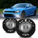 Nixon Offroad Fog Light Set w/LED Bulb for 15-19 Dodge Charger/Chrysler 300 | 2017-2020 Chrysler Pacifica / 2014-2021 Jeep Grand Cherokee, Fog Lights Assembly Clear Lens Chrome Black Housing