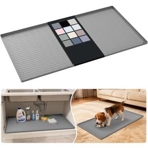 URMONA Waterproof Silicone Under Sink Mat 40'' x 22'' Shelf Liner for Kitchen and Bathroom, Cabinet and Counter Protector, Storage and Organizers, Litter Mat, Pet Cat Puppy Essentials(Beige)