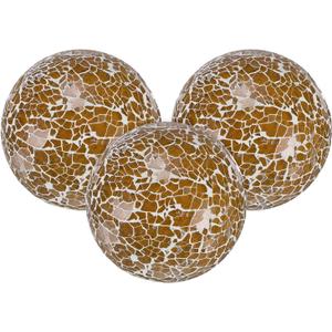 3-Pack Decorative Ball for Bowls, 3 Inch Mosaic Glass Balls Decorative Glass Orbs for Home Decor/Dining Tables/Wedding Party/Coffee Table/Centerpiece Decor [Brown]
