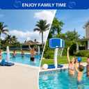 2 in 1 Pool Basketball Hoop and Volleyball Net Above Ground, Swimming Pool Toys for 3-12 Years Old Kids Poolside Basketball Hoop Summer Outdoor Water Games Toys for Kids Teens Adults Family