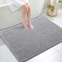 OLANLY Bathroom Rugs 40x32, Extra Soft Absorbent Chenille Bath Rugs, Rubber Backing Quick Dry, Machine Washable Bath Mats for Bathroom Floor, Tub and Shower, Home Decor Accessories, Grey