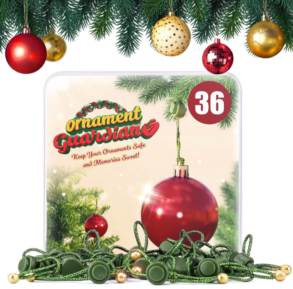 Christmas Ornament Guardian, Adjustable Ornament Hooks for Hanging Small Large Heavy Ornaments, Ornaments Hanger Hooks for Christmas Tree Hanging Holiday Ornaments (36)