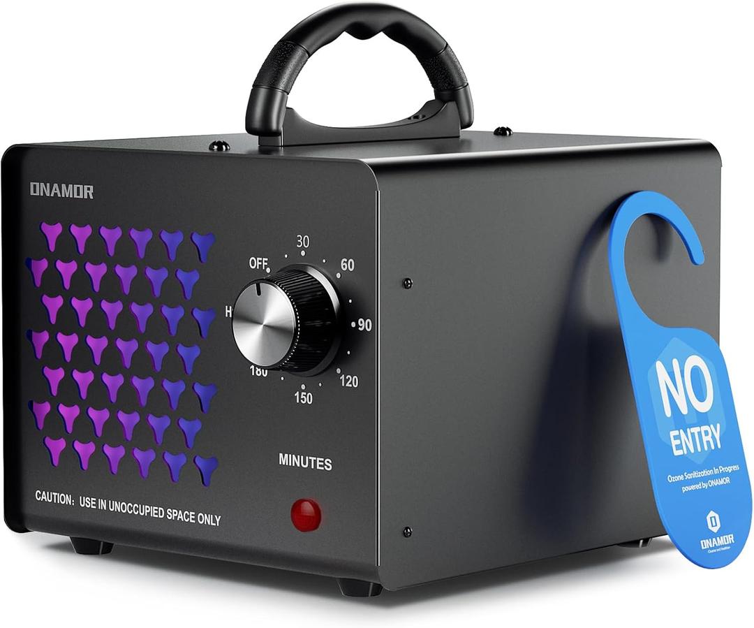 ONAMOR Generator Odor Eliminator 70000mg, High Capacity Machine Odor Removal Up to 6000 Sq.Ft, Ionizer Ozonator for Smoke, Car, Basement And Pet Room, Black