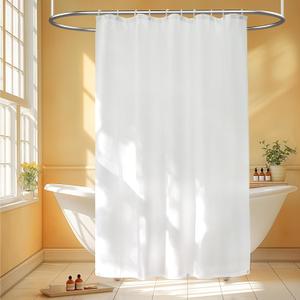 60''W Waterproof Fabric Shower Curtain Liner with 3 Large Magnets, 60 x 84 Inch, Washable Cloth Shower Liner Extra Long, White Lightweight Tall Bathroom Curtain for Walk-in Shower